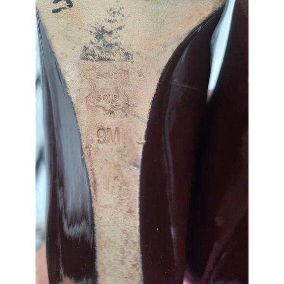 Tory Burch Pumps Womens Slip On Astoria Mid Wedge Patent Leather Burgundy 9 M - Picture 8 of 10